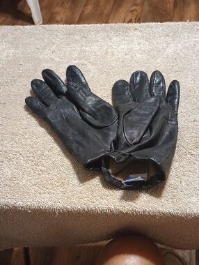 Vintage Black Leather Gloves - Classic Winter Genuine Leather Gloves